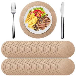 lot 17399 image: Mifoci 100 Pieces Burlap Placemats Bulk 11.8 Inches Burlap Round Reusable Placemats Brown Table Mats Circle Rustic Table Decorations for Wedding Fall Christmas Dinner Holiday Farmhouse Supplies