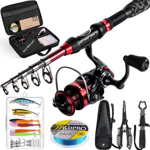 lot 17405 image: Ghosthorn Fishing Rod and Reel Combo Collapsible Fishing Pole Telescopic Fishing Rod Combo Travel Portable Fishing Set Carbon Fiber with Carrier Bag for Saltwater Freshwater
