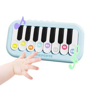 lot 18427 image: BWNOPQ Toddlers Piano Toy with Rainbow Lights, Portable Travel Piano Keyboard Musical Instrument Learning Toys, Music Interactive Birthday Gift for 3 4 5 Year Old (Blue)