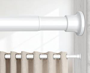 lot 18432 image: BSYXLSX Tension Rods 48 to 84 Inch, 1in Heavy Duty Adjustable Spring Tension Curtain Rod - Non-Slip No Drill Shower Curtain Rod for Bathroom, Window, Closet and Doorway, White