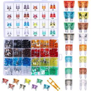 lot 18437 image: 288 Pieces Car Fuses Assortment Kit - Blade Fuses Automotive - Standard and Mini and Low Profile Mini Size (2A5A7.5A10A15A 20A25A30AMPATCATO) Replacement Fuses for Marine, Auto, RV, Boat, Truck