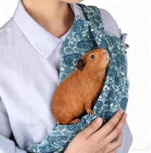 lot 18439 image: Guinea Pig Carrier Sling and Backpack 2-in-1, Adjustable Soft Bonding Pouch with Shoulder Strap for Safe Pet Travel (Blue)