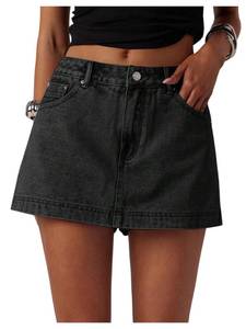 lot 18445 image: MakeMeChic Womens Jean Denim Skirt Shorts Y2k Mini Skirt Denim Skorts Streetwear Black 29