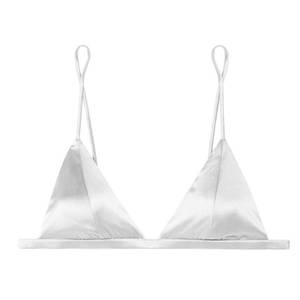 lot 18454 image: SilRiver Womens Silk Satin Triangle Bralette Soft Cup Wireless Bra Smooth and Comfortable Wire Free Bra Top (X-Small, White)