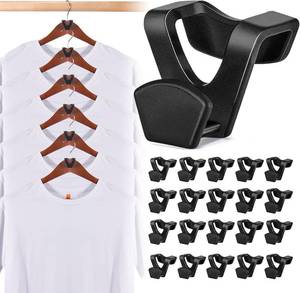 lot 18455 image: HOUSE DAY Space Saving Hanger Hooks 60 Pack, Black Clothes Hanger Connector Hooks, Heavy Duty Hanger Hooks Space Saver, Premium College Dorm Room Essentials, Good Closet Organizers and Storage