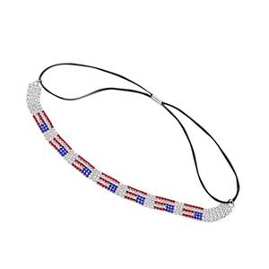 lot 18456 image: BinaryABC American Flag Rhinestone Hair Band,4th of July Patriotic Sparkly Headband, Fourth of July Mmemorial Day Hair Accessories