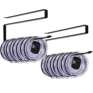 lot 18472 image: (Pack of 2, 4 Total) Lucasden Tumbler Lid Organizer 2 Pack Tumbler Lid Storage Hook Up to 20 Lids, Space Saving Cup Lid Holders Under Cabinet Tumbler Lid Hanger for Kitchen Storage, Horizontal Paper Towel Hanger (Black)