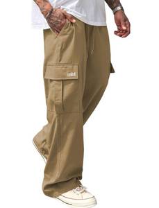 lot 18479 image: ZAFUL Mens Cargo Work Pants Drawstring Casual Joggers Hiking Outdoor Streetwear Track Jogging Sweatpants (1-Khaki, M)