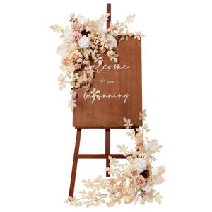 lot 19302 image: Lings moment 2pcs Wedding Flowers Garland Artificial Floral Swag Arch Decorations Greenery Arrangements White and Beige Ceremony Reception Garden Easel Wall Entryway Outdoor Board(NOT Include Sign)