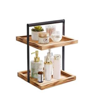 lot 19318 image: Tuoweier 2 Tier Wooden Bathroom Counter Organizers and Storage,Corner Counter Shelf Tiered Tray Stand for Bathroom