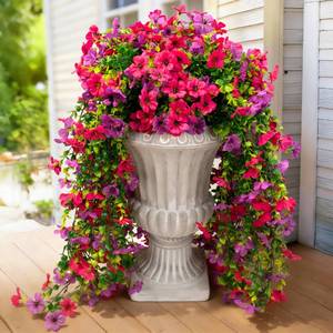 lot 19323 image: Artificial Hanging Flowers for Outdoors Faux Plants, 2PCS Artificial Outdoor Flowers for Spring Decor, UV Resistan Realistic Daisy Fake Hanging Plants for Indoor Planter Garden(Rose Red and Red Lotus)