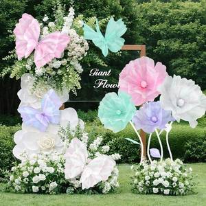 lot 19327 image: Cinnvoice 8 Pcs Pastel Large Butterfly Flower Decorations 20 Inch 12 Inch 3D Giant Pastel Silk Butterfly Big Flower Mariposas Grandes para Decoracion for Wedding Backdrop Birthday Party