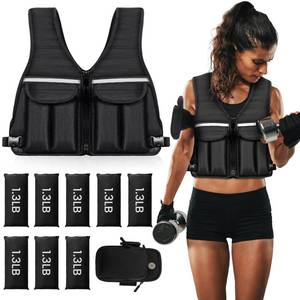 lot 19339 image: Prodigen Adjustable Weighted Vest, 0-12 lb Weight Vest for Women and Man with 8 Removable Sandbag and Pocket  Weighted Vest for Walking, Running, Weight Loss, Strength Training, and Home Workouts