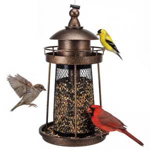 lot 19340 image: Lavezee Bird Feeder for Outdoors, Large Capacity Hanging Bird Feeders for Outside Wild Birds Hummingbird Parrot, Bronze