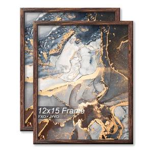 lot 20252 image: Fxojyvo Engineered Wood 12x15 Picture Frame Set of 2, Brown Frame for 12 x 15 Inch Picture Poster Photo, Light Weight 12 by 15 Frame with Wood-grain for Wall - 1 PackBrown12 x15