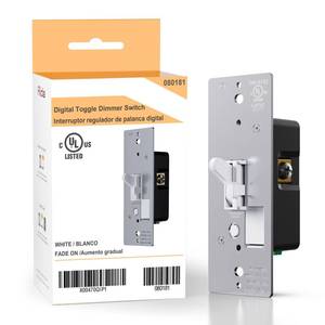 lot 20262 image: AIDA Toggle Slide Dimmer Switch for Dimmable LED LightCFLIncandescent 600 Watt max, Single-Pole or 3-Way, Rocker OnOff Wall Switch with Dimmer Slider, Wall Plate NOT Included, UL, White, 1 Pack