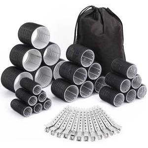 lot 20265 image: Selizo Hair Curlers 36 Pcs Set with 24Pcs Hair Curlers 4 Sizes and 12 Pcs Hair Clips for Long Medium Short Thick Hair, Black