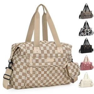 lot 20269 image: Pritent Diaper Bag Tote - Diaper Baby Bags with Pacifier Case, Shoulder Straps, Stroller Clips, Waterproof Large Mommy Maternity Travel Baby Bag for Mom and Dad, plaid