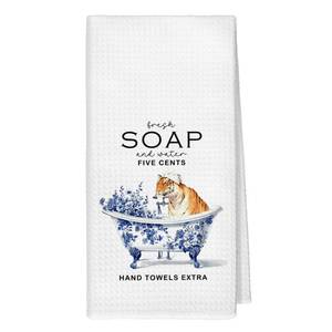 lot 20288 image: Yjeslw Funny Chinoiserie Tiger Hand Towels, Tiger Gifts for Women Hand Towels Decor, Blue and White Grandmillennial Wild Animals Towel for Bathroom Decorative, 16x24 Inch
