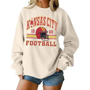 lot 20300 image: MOUSYA Football Sweatshirts Women Game Day Sweatshirt Game Day Fan Gift Long Sleeve Tops Apricot (XL)