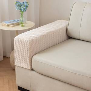 lot 20301 image: GueYi Couch Arm Covers,Sofa Arm Covers Set of 2 Polyester Stretch Anti-Slip Furniture Protector Washable Armchair Slipcovers (Cream Pink,Medium (Set of 2))