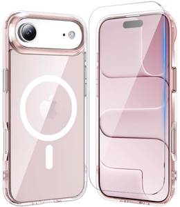 lot 20316 image: Temdan for iPhone Air Case Cover Bundles Clear Pink with Screen Protector, Compatible with Magsafe, Military-Grade Protection, Shockproof Slim Magnetic iPhone 17 Air Case Cover, Pink