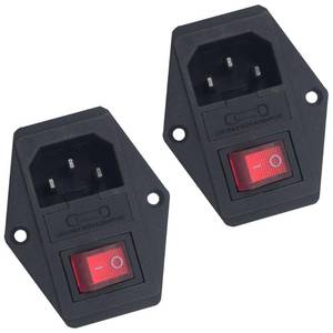 lot 20320 image: JJHXSM 2PCS 15A 250V Rocker Switch Power Socket Input Module Plug 10A Fuse Switch For CNC Controller Box Computer Case Instrument Tableware Counter Black