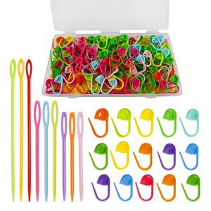 lot 20322 image: DeliaVo 200Pcs Knitting Stitch Markers with 9 Yarn Needles, Stitch Marker for Crocheting, Colorful Locking Pins Clip Crochet Supplies and Accessories