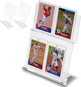 lot 20324 image: Tapeera 3-Pack Acrylic Tabletop Card Holder Display Holds 12 Cards - Trading Card Slab Display for Graded Cards Magnetic Cards and Toploader - Sports Card Display Case for Baseball Basketball Football