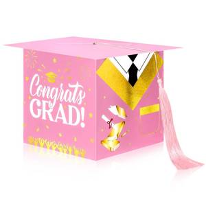 lot 20335 image: Watersay 2026 Graduation Card Box with Tassel Congrats Graduation Hat Card Box Grad Cards Holder for Grad Gift Party Decoration Supplies(Pink)