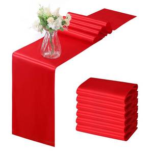 lot 20350 image: Horbaunal 6 Pack Satin Runners 12 x 72 Inch Bright Silky Smooth Satin Table Runners for Birthday Wedding Party Banquets, Red