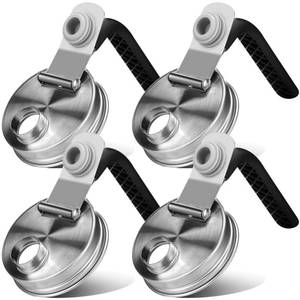 lot 20356 image: Mason Jar Pour Spout Lid Stainless Steel with Handle, Regular Mouth Pour Spout Flip Cap Lids for Mason Jars, Anticracking Leak Proof Seal Cover Airtight for Drinking Salad Dressing Food Storing(4PCS)