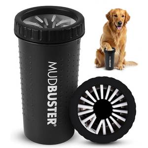 lot 20357 image: Dexas MudBuster Large Dog Paw Cleaner, Matte Black, Fits 2.5in-3.5in Wide Paws, Gentle Silicone Bristles for Quick, Easy Cleaning