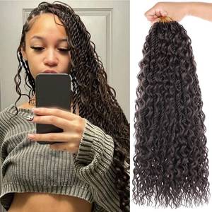 lot 20385 image: ZRQ 9 Packs Senegalese Twist Crochet Hair Boho Island Twist Crochet Hair 18 Inch Pre Looped Synthetic Braiding Hair with Curly Ends for Black Women 4#