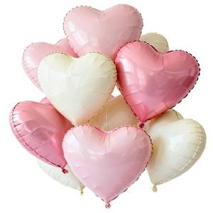 lot 20420 image: 18 Inch Pink Baby Pink White Heart Balloons, 12 Pcs Heart Shaped Foil Mylar Balloons, Cream White Birthday Decorations for Wedding Baby Shower Valentines Day Decorations