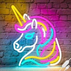 lot 20425 image: Basaneon Unicorn Neon Sign for Wall Decor, Dimmable Colorful Unicorn Neon Lights for Girls Room, USB Powered Unicorn Led Signs for Bedroom Kids Room, Perfect Gifts Unicorn Lights for Girls(13in12.6in)