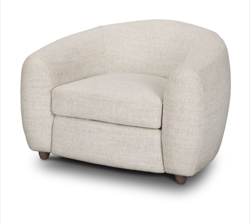 lot 5112006 image: Mercana Valentina Oatmeal Upholstered Curved Accent Chair 70582 - Retail $1,919