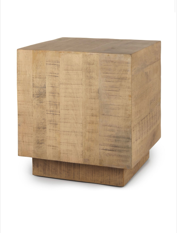 lot 5112018 image: Mercana Hayden Light Brown Wood EndSide Table 70124 24 H x 22 W x 22 D - Retail $609
