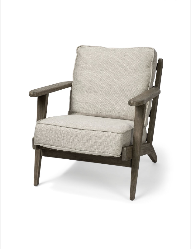 lot 5112075 image: Mercana Olympus VI Beige Fabric Wrapped Wooden Frame Accent Chair 68187 32 H x 28 W x 31 D - Retail $1,679