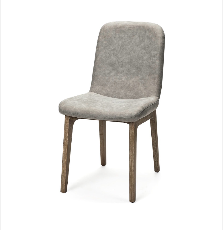 lot 5112082 image: Mercana David Grey Fabric Wrap Medium Brown Wood Base 68318 Dining Chair - Retail $643