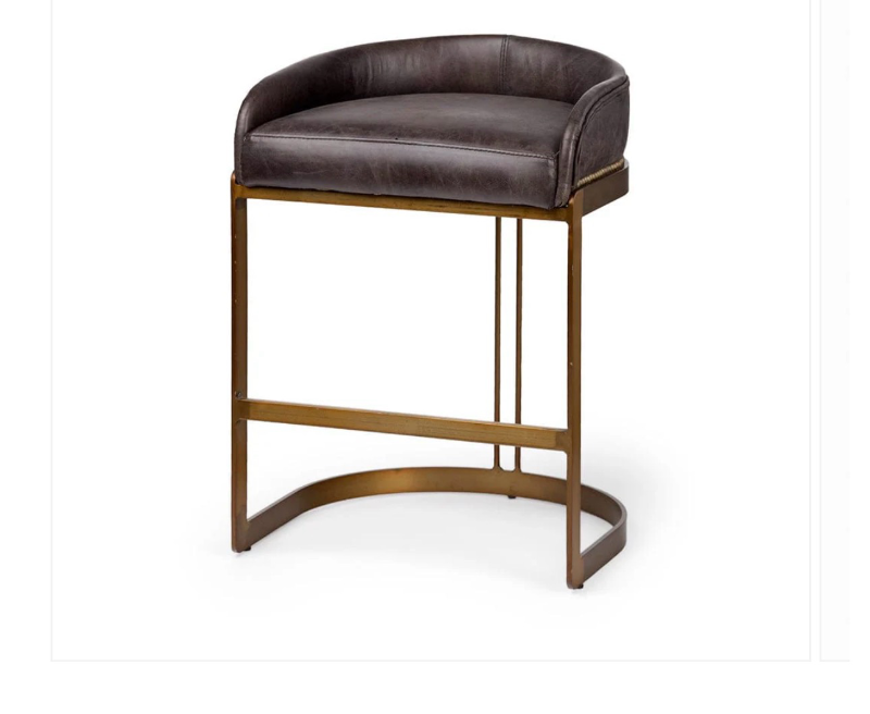 lot 5112091 image: Mercana - Hollyfield II Black Leather Seat Gold Metal Base Counter Stool - 67079 - Retail $1399
