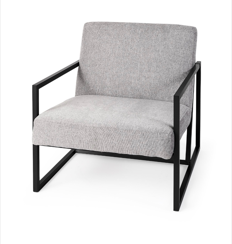 lot 5109003 image: Mercana Armelle Gray Fabric Seat wBlack Metal Frame Accent Chair 69453 - Retail $2,271