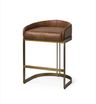Mercana Hollyfield 20.5L x 19.75W x 29H Total Height Brown Leather Seat Gold Metal Base Stool 68573 - Retail: $1,499
