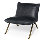 Mercana Flavelle II Black Leather Cushion Seat and Solid Iron Base Accent Chair 68576  - Retail: $3,679