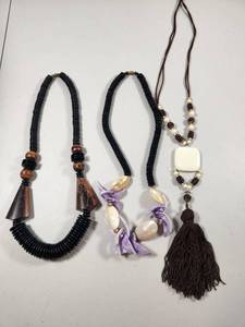 lot 203 image: Mixed Material Statement Necklace Collection with Tassel Pendant