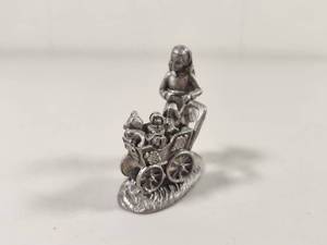 lot 233 image: Vintage Gallo Pewter Girl with Carriage And Small Animals Figurine