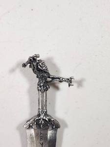 lot 238 image: Decorative Dragon Curved Dagger with Engraved Symbols Vintage Pewter