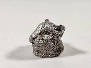 lot 247 image: Vintage Pewter Tiger Head With Gems Thimble