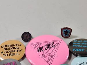 lot 311 image: Mixed Pin Button Collection with Sterling Silver Pin