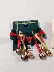 lot 333 image: Holiday Christmas Earring Lot - Jingle Bell and Poinsettia Sets